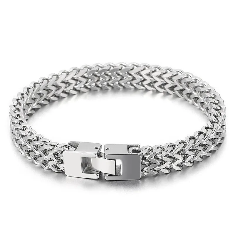 Stylish Double-Row Titanium Steel Men's Bracelet - Hip-Hop Inspired Jewelry for Everyday Wear