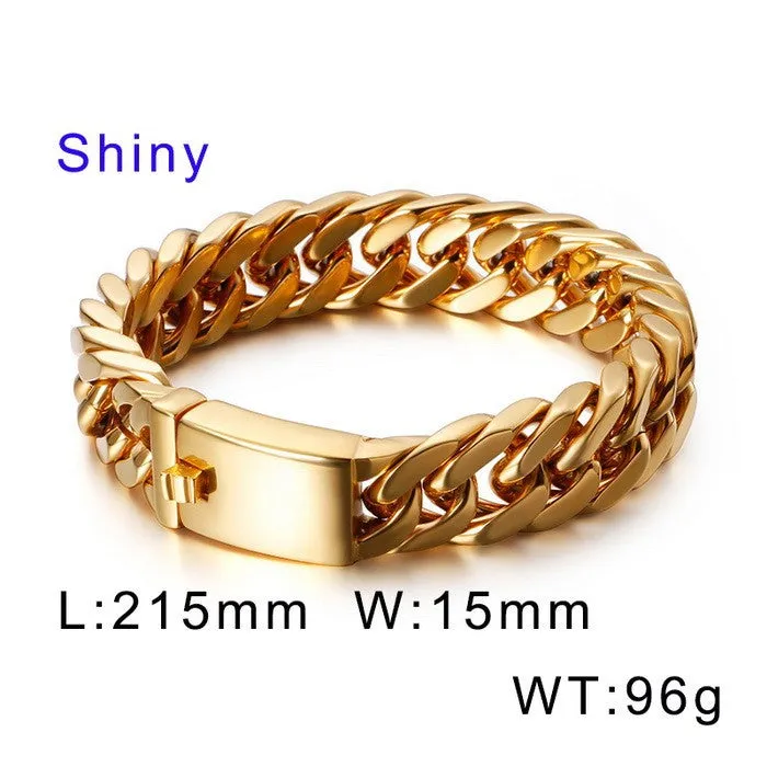 Stylish Electroplated Gold Titanium Steel Men's Bracelet for Modern Elegance