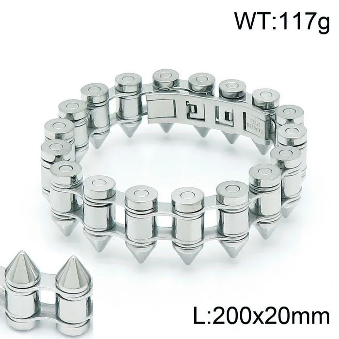 Stylish Men's Titanium Steel Locomotive Bracelet with Creative Bullet Design