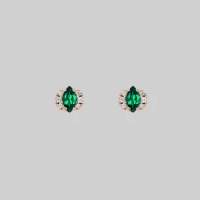 TALIA. Green Quartz Cluster Stud Gold Earrings