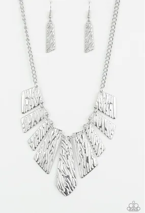 Texture Tigress Silver Necklace - Paparazzi Accessories