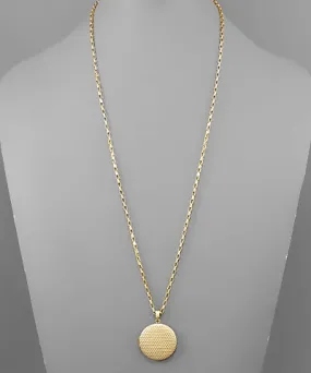 Textured Disk Locket Chain Necklace