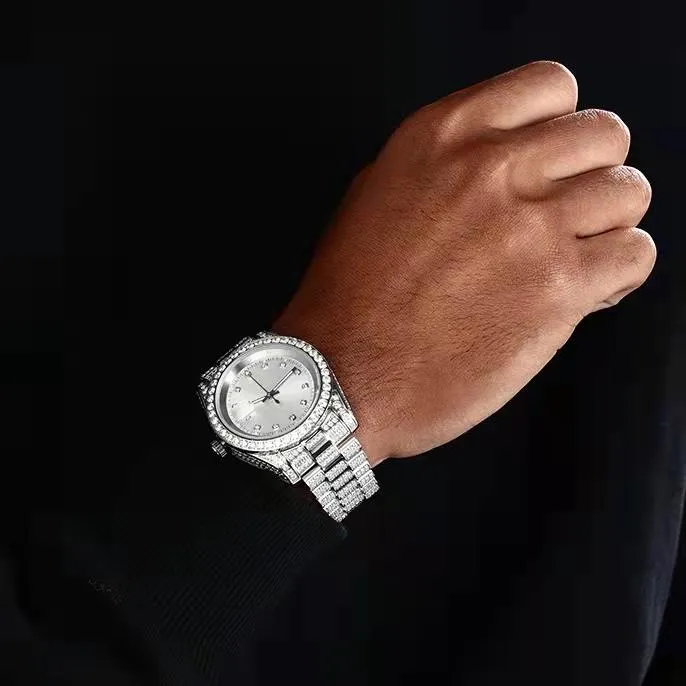 THE ICE CUBE® - Iced Out Diamond Presidential Watch in White Gold (White Dial)