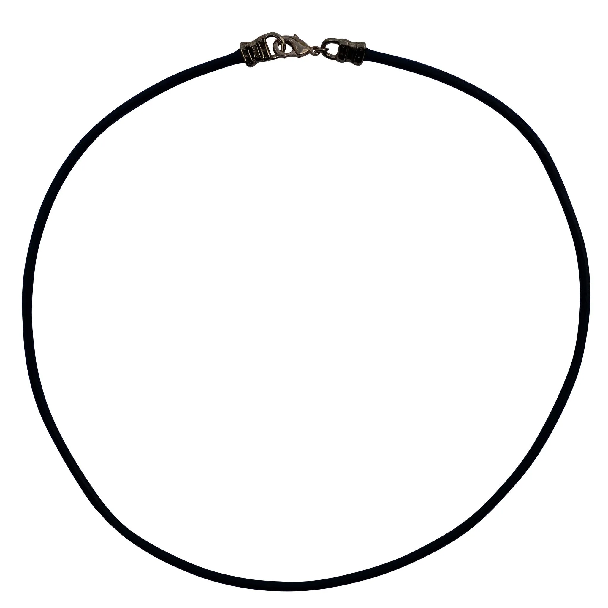 Thick 3mm Black Leather Gunmetal Cord Necklace