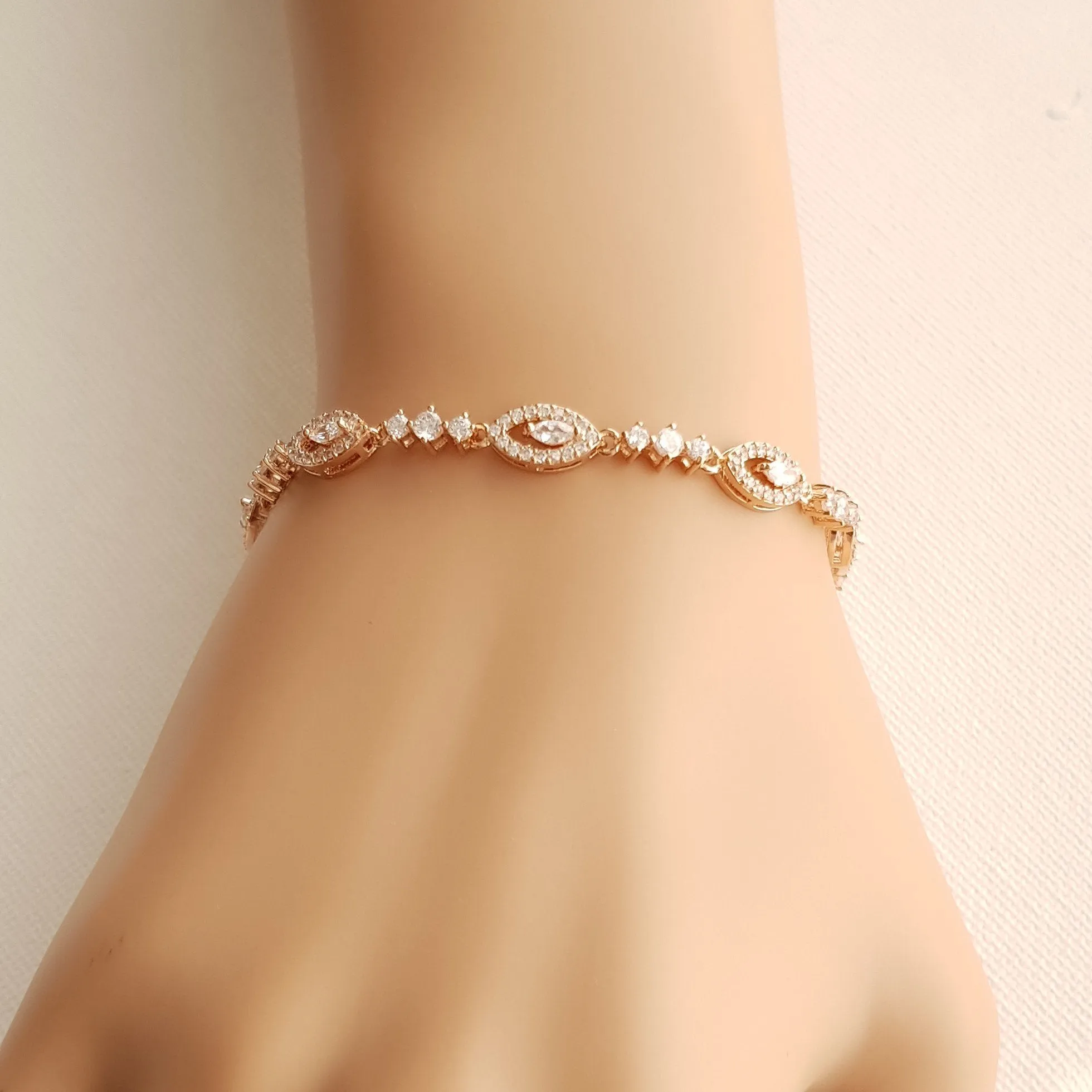 Thin Silver Bridal Bracelet- Hannah