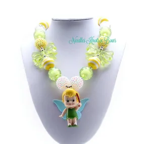 Tinkerbell Chunky Bubblegum Bead Necklace, Girls