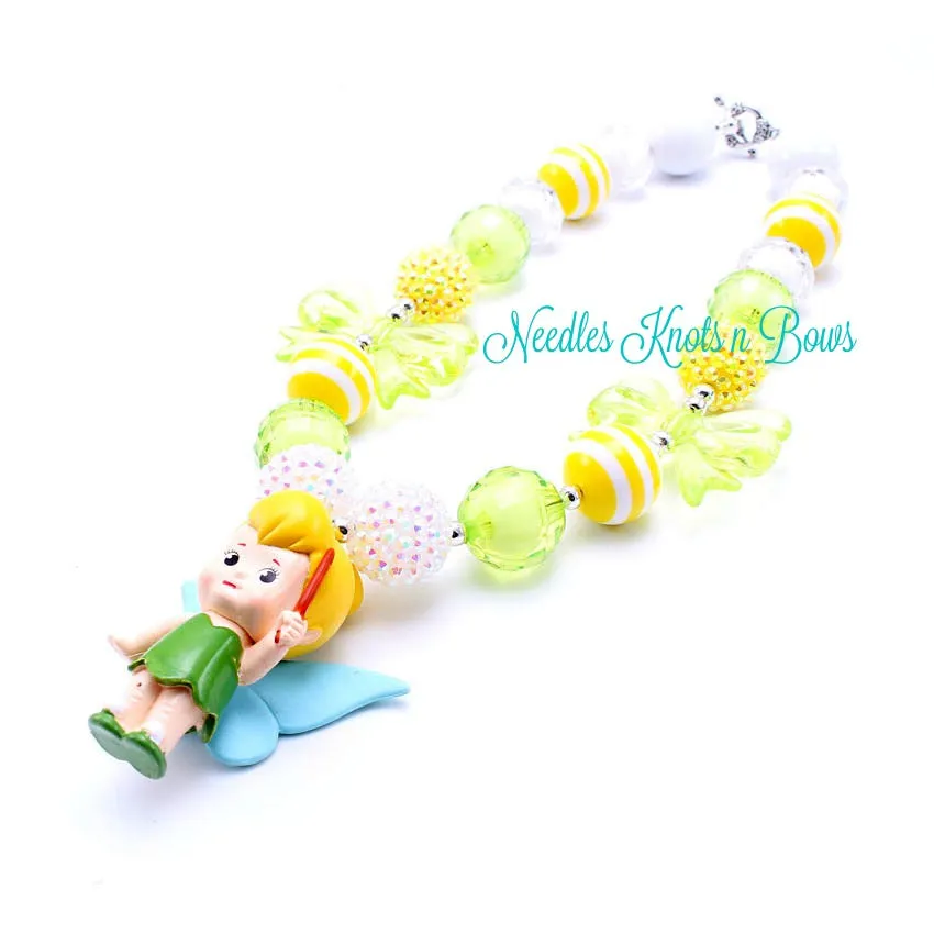 Tinkerbell Chunky Bubblegum Bead Necklace, Girls