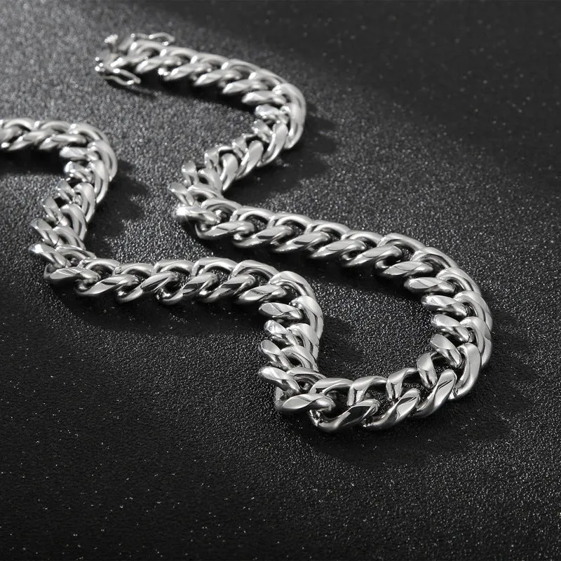 Titanium Steel Cuban Link Bracelet Necklace for Men - European and American Trend