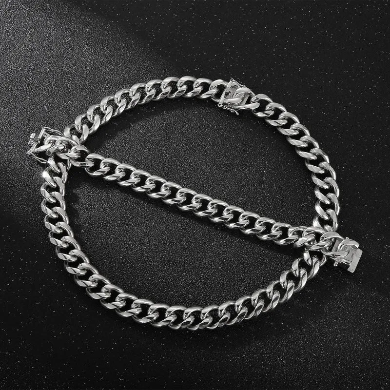 Titanium Steel Cuban Link Bracelet Necklace for Men - European and American Trend