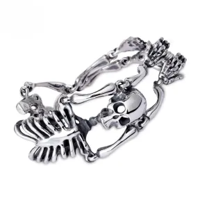 Titanium Steel Skull Bracelet for Men - Retro European and American Exaggerated Design