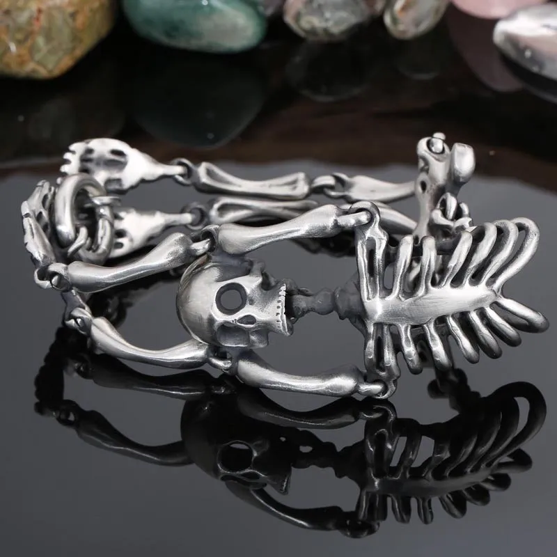 Titanium Steel Skull Bracelet for Men - Retro European and American Exaggerated Design