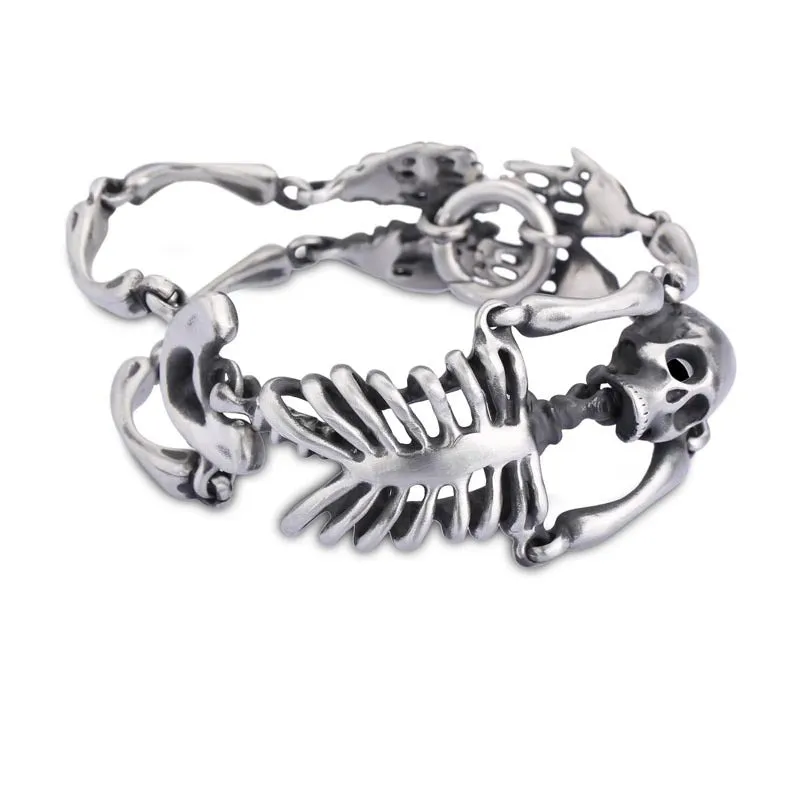 Titanium Steel Skull Bracelet for Men - Retro European and American Exaggerated Design