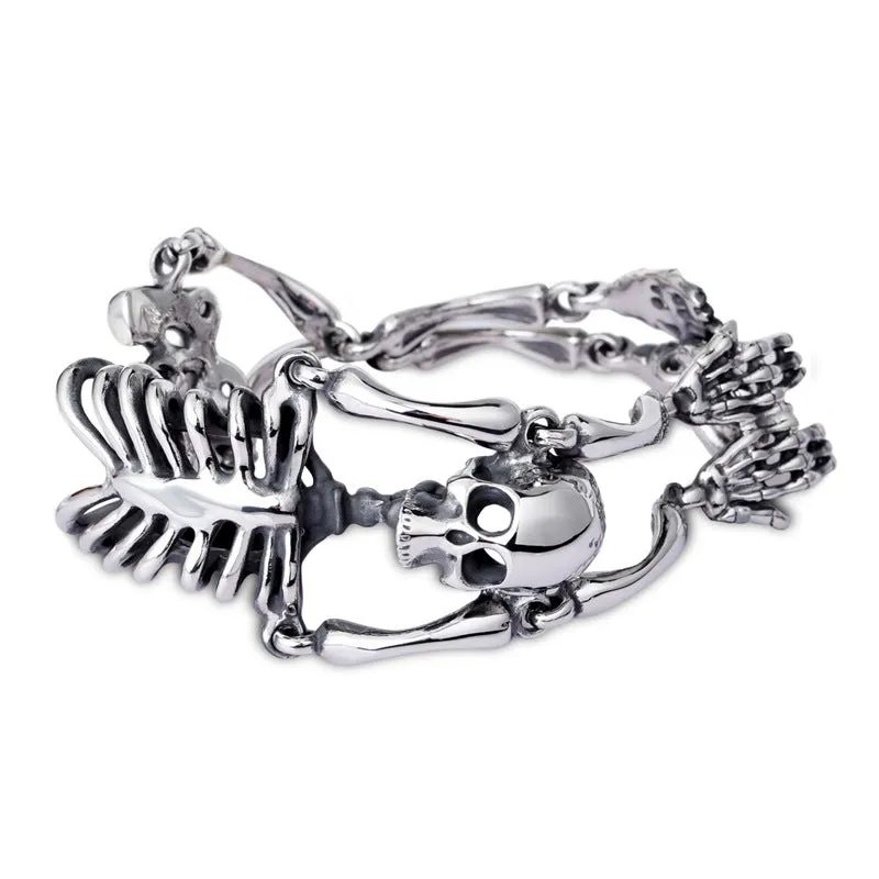 Titanium Steel Skull Bracelet for Men - Retro European and American Exaggerated Design