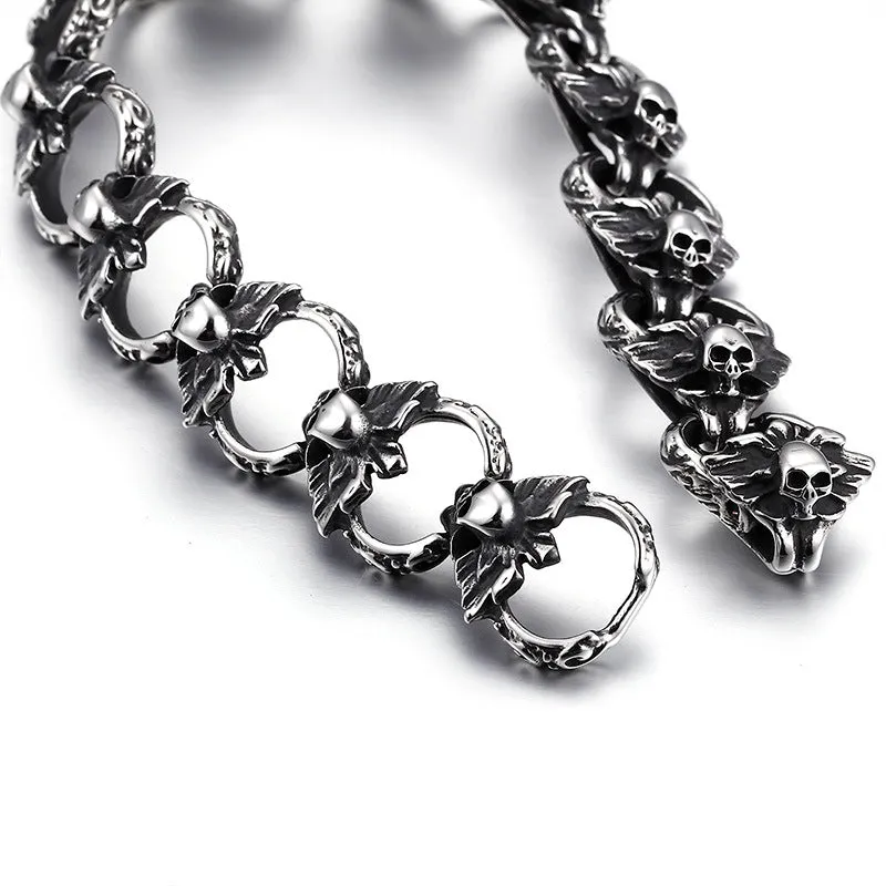 Titanium Steel Skull Bracelet for Men - Retro Punk Stainless Steel Gift by Planderful