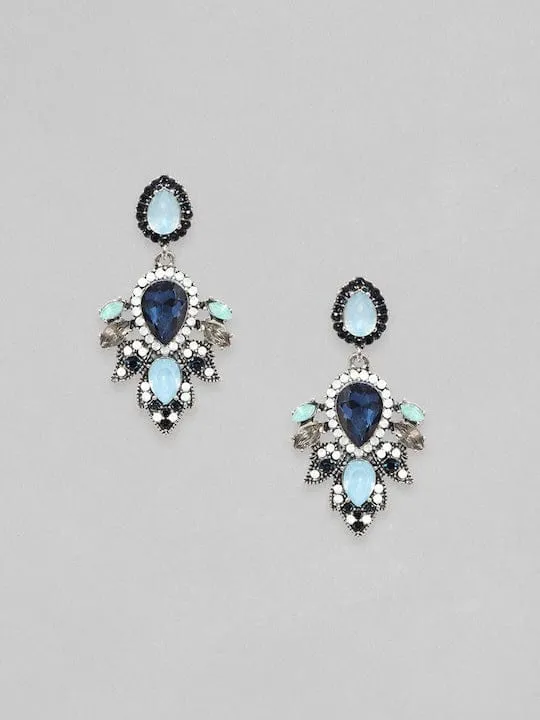 TOKYO TALKIES X Rubans Oxidized Silver Plated Blue Zirconia Dangle Earrings