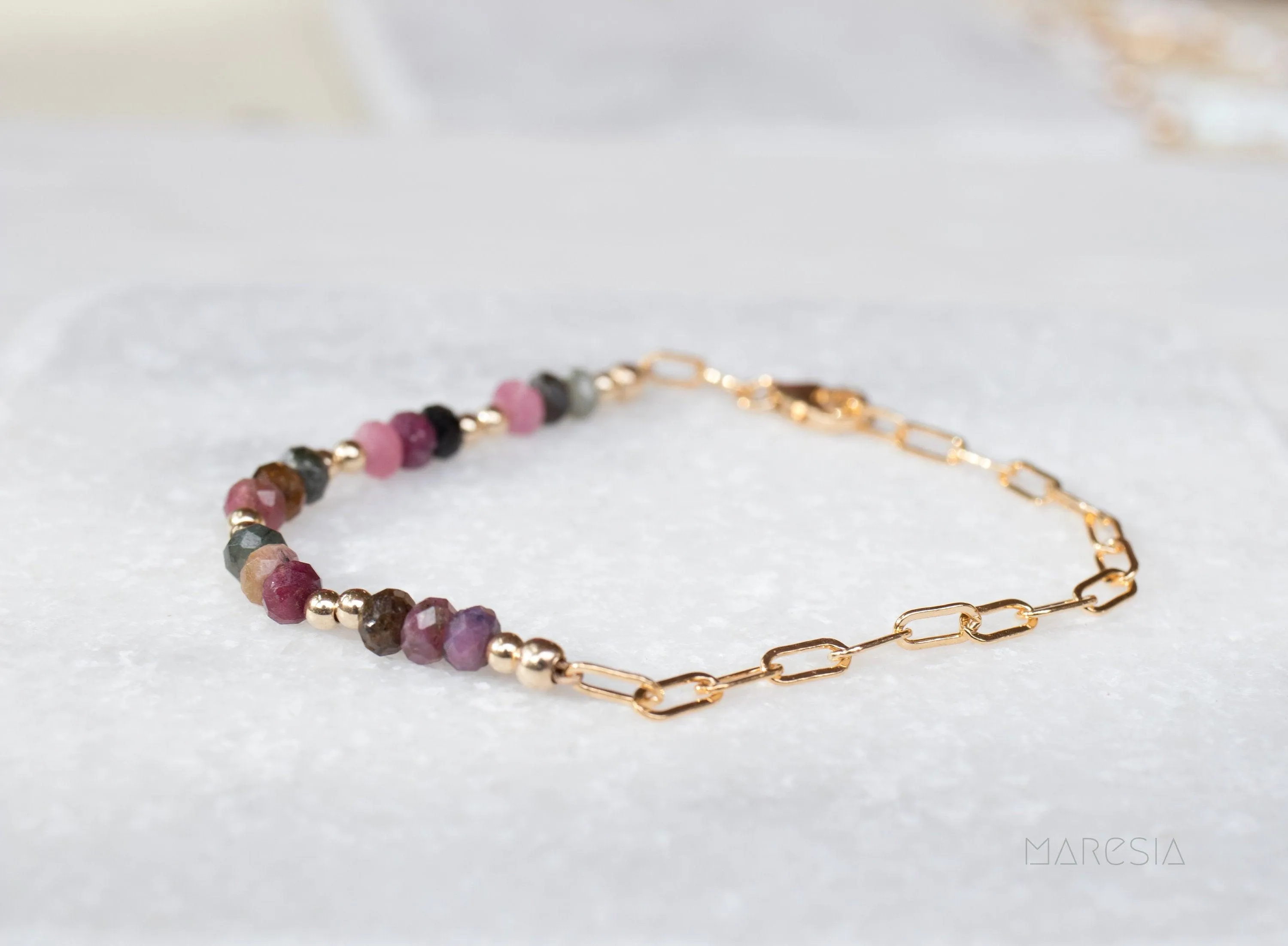 Tourmaline Bracelet ~ Gold Filled or Sterling Silver 925 ~ MB016