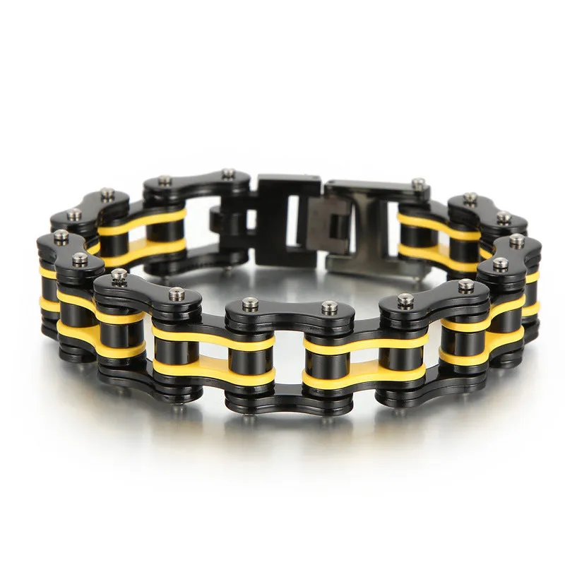 Trendy Hip-Hop Bicycle Chain Bracelet for Men - Electroplated Titanium Steel Fashion Jewelry