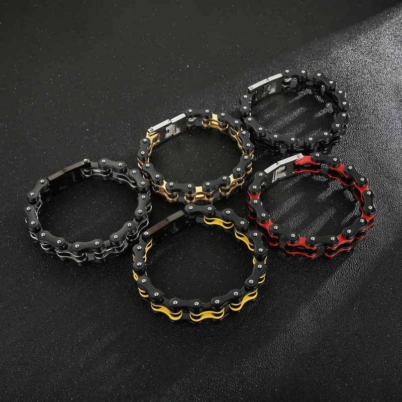 Trendy Hip-Hop Bicycle Chain Bracelet for Men - Electroplated Titanium Steel Fashion Jewelry