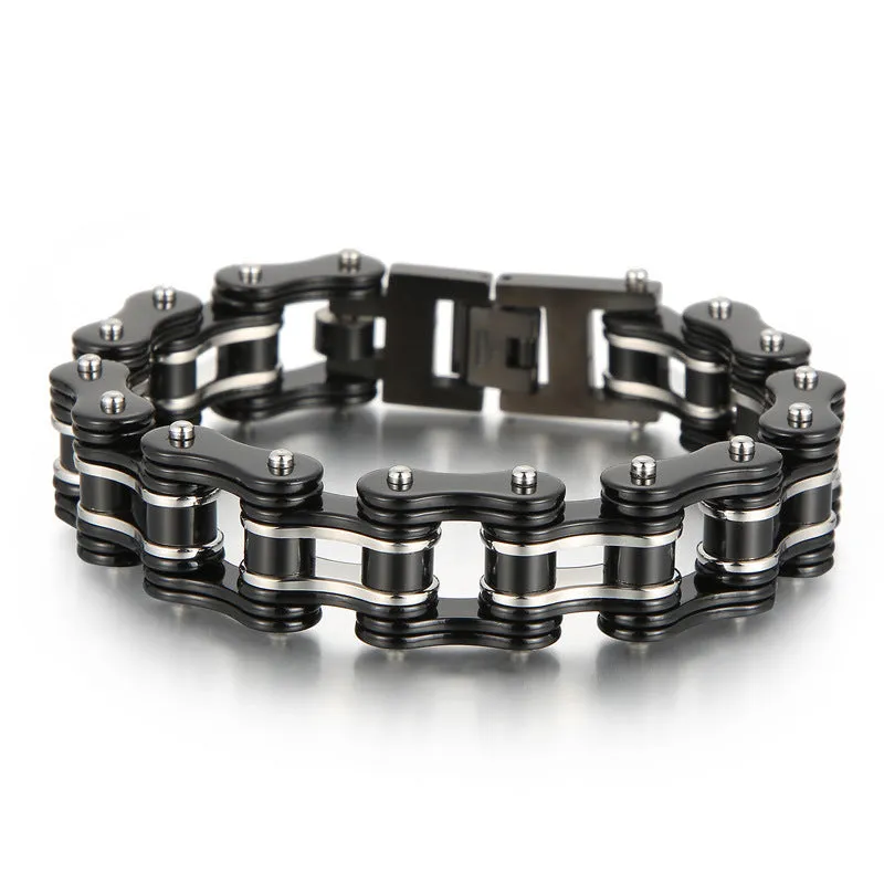 Trendy Hip-Hop Bicycle Chain Bracelet for Men - Electroplated Titanium Steel Fashion Jewelry