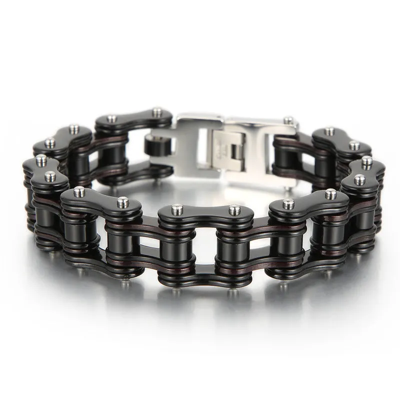 Trendy Hip-Hop Bicycle Chain Bracelet for Men - Electroplated Titanium Steel Fashion Jewelry