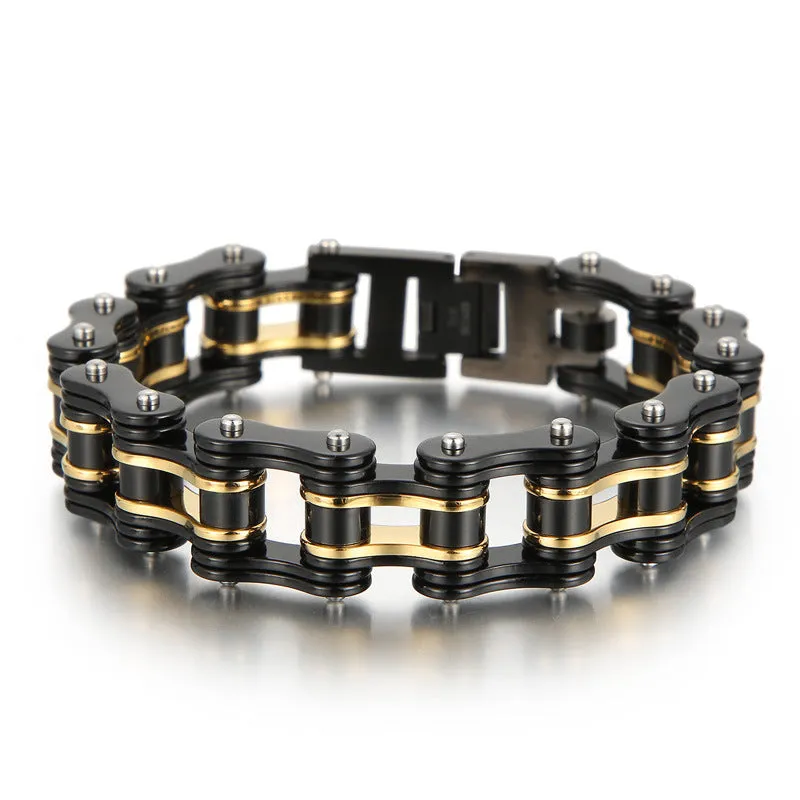 Trendy Hip-Hop Bicycle Chain Bracelet for Men - Electroplated Titanium Steel Fashion Jewelry