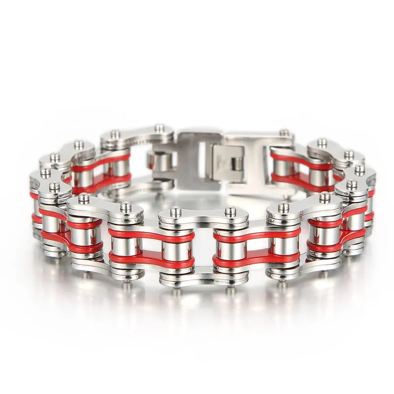 Trendy Hip-Hop Bicycle Chain Bracelet for Men - Electroplated Titanium Steel Fashion Jewelry