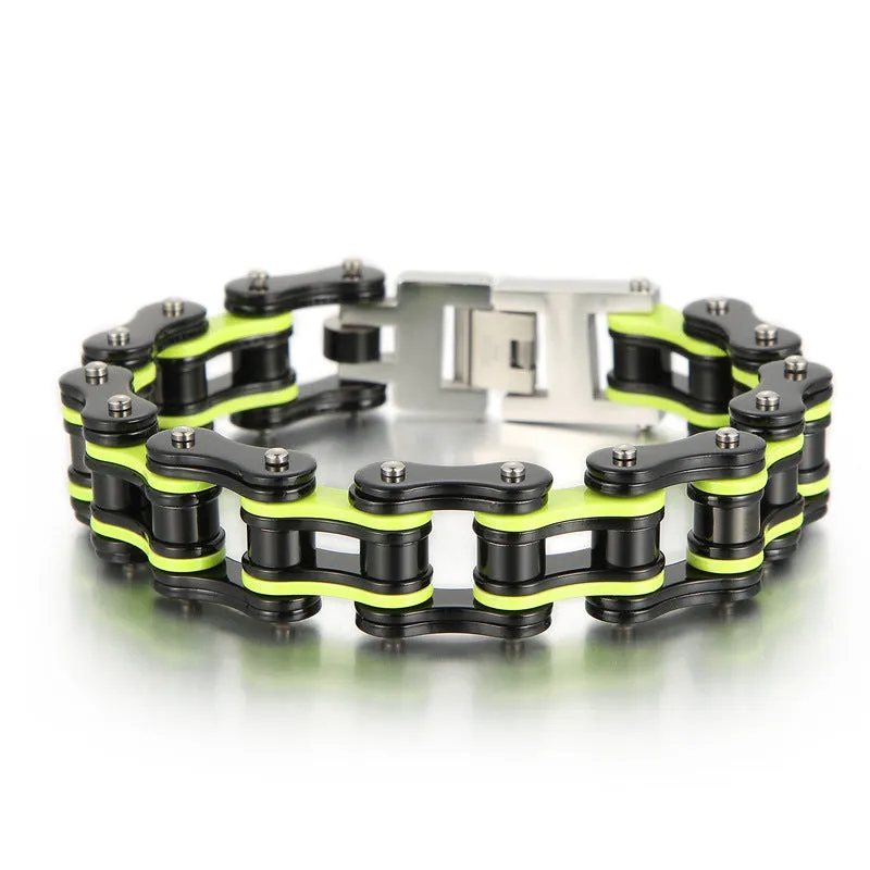 Trendy Hip-Hop Bicycle Chain Bracelet for Men - Electroplated Titanium Steel Fashion Jewelry