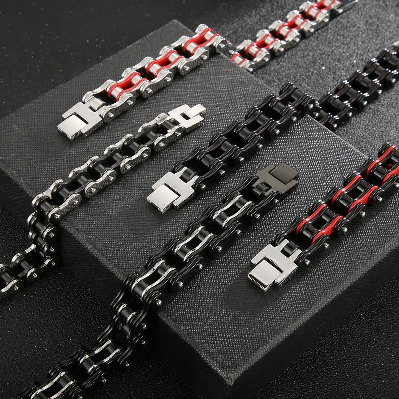 Trendy Hip-Hop Bicycle Chain Bracelet for Men - Electroplated Titanium Steel Fashion Jewelry