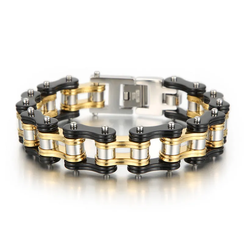 Trendy Hip-Hop Bicycle Chain Bracelet for Men - Electroplated Titanium Steel Fashion Jewelry