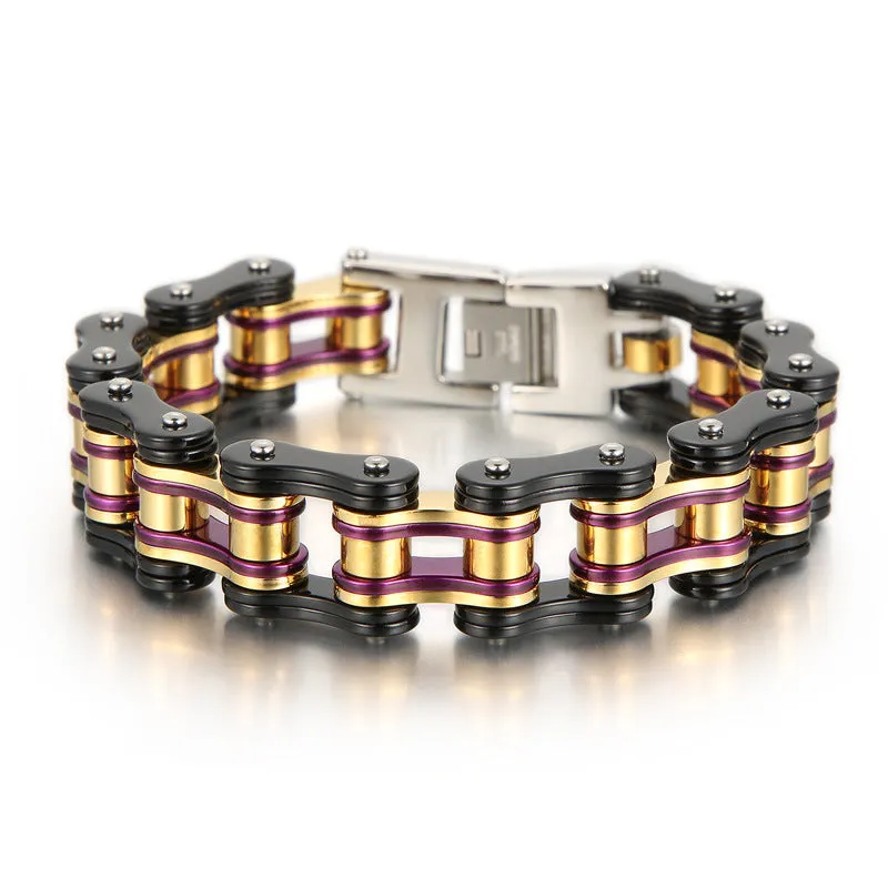 Trendy Hip-Hop Bicycle Chain Bracelet for Men - Electroplated Titanium Steel Fashion Jewelry