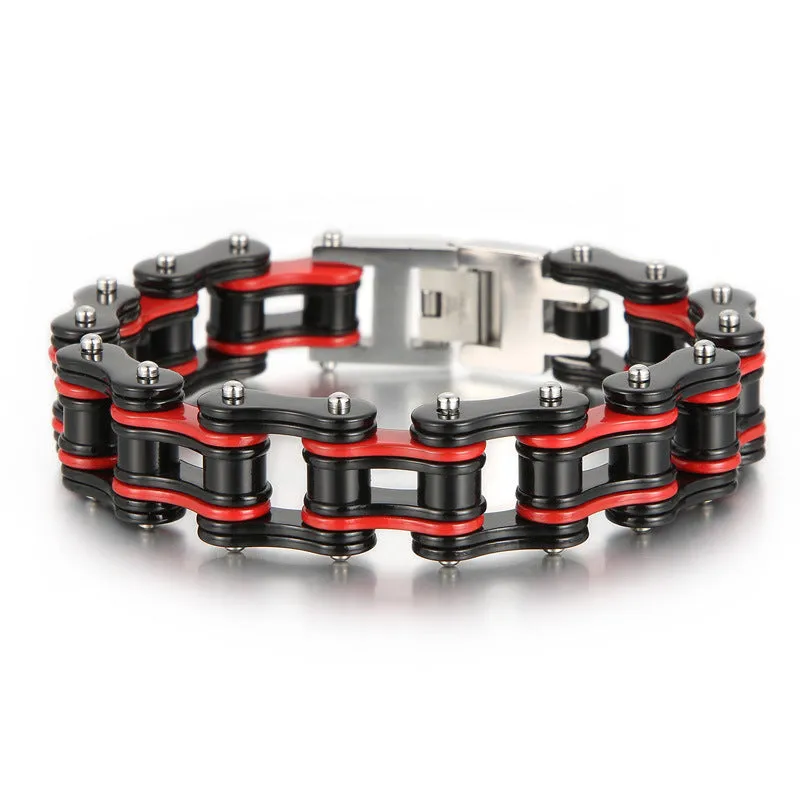 Trendy Hip-Hop Bicycle Chain Bracelet for Men - Electroplated Titanium Steel Fashion Jewelry