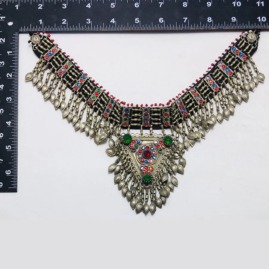 Tribal Antique Necklace With Dangling Metal Tassels