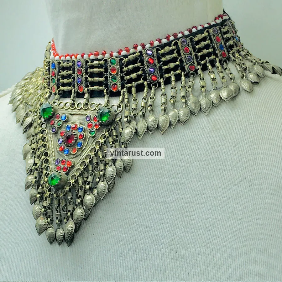 Tribal Antique Necklace With Dangling Metal Tassels