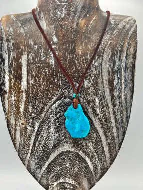 Turquoise Chunk Necklace on Leather