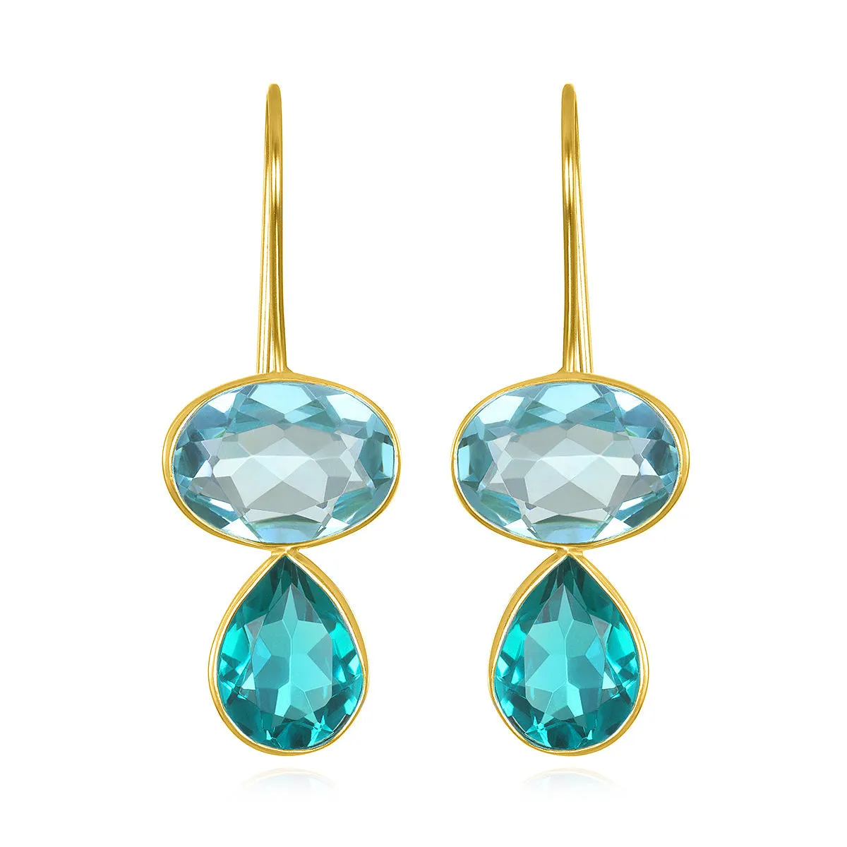 Valencia Teardrop Earring- Sky Blue & Teal Gold