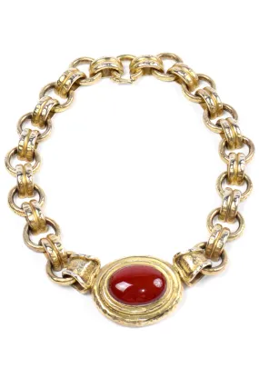 Vintage Antioch 925 Carnelian Cabochon Collar Necklace