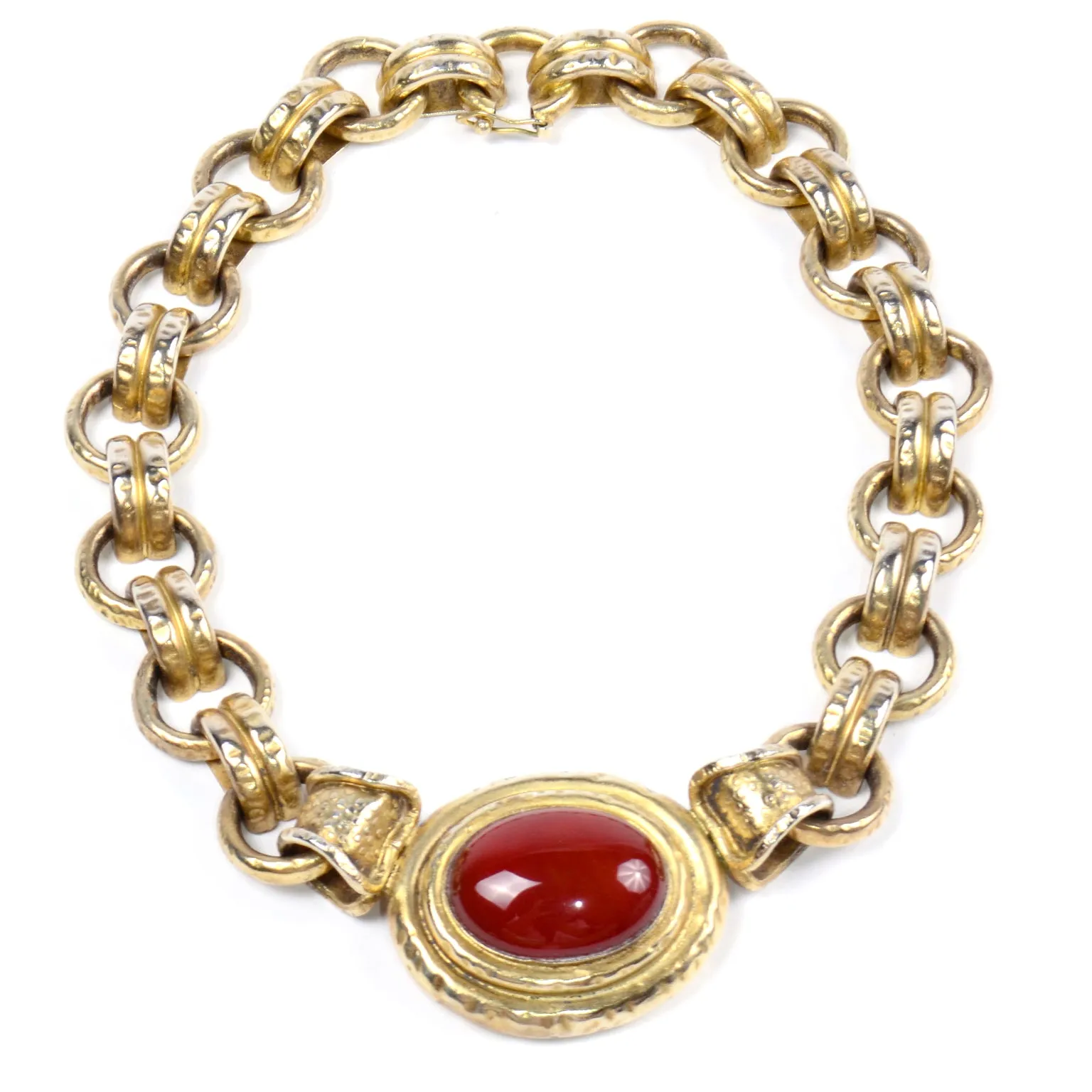 Vintage Antioch 925 Carnelian Cabochon Collar Necklace