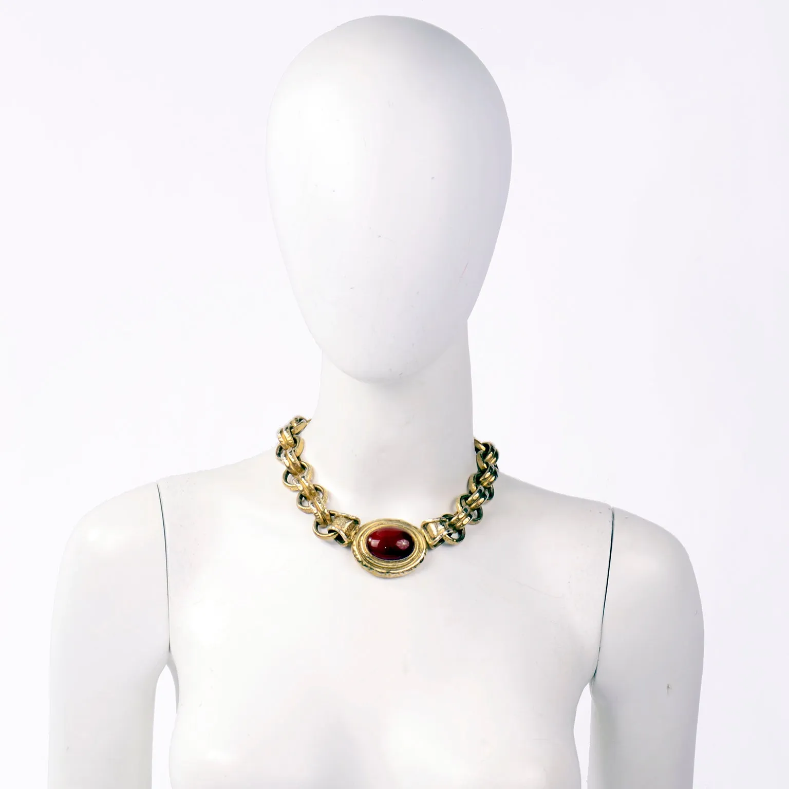 Vintage Antioch 925 Carnelian Cabochon Collar Necklace