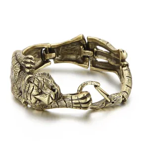 Vintage-Inspired Golden Tiger Titanium Steel Bracelet for Men - Trendy Internet Celebrity Jewelry