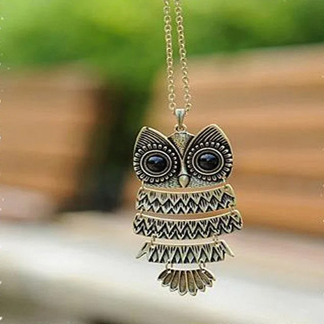 Vintage Necklaces Women Owl Feather Heart Butterfly Cat Pendant Necklace Antique Collares Fashion Jewelry Bijoux One Direction