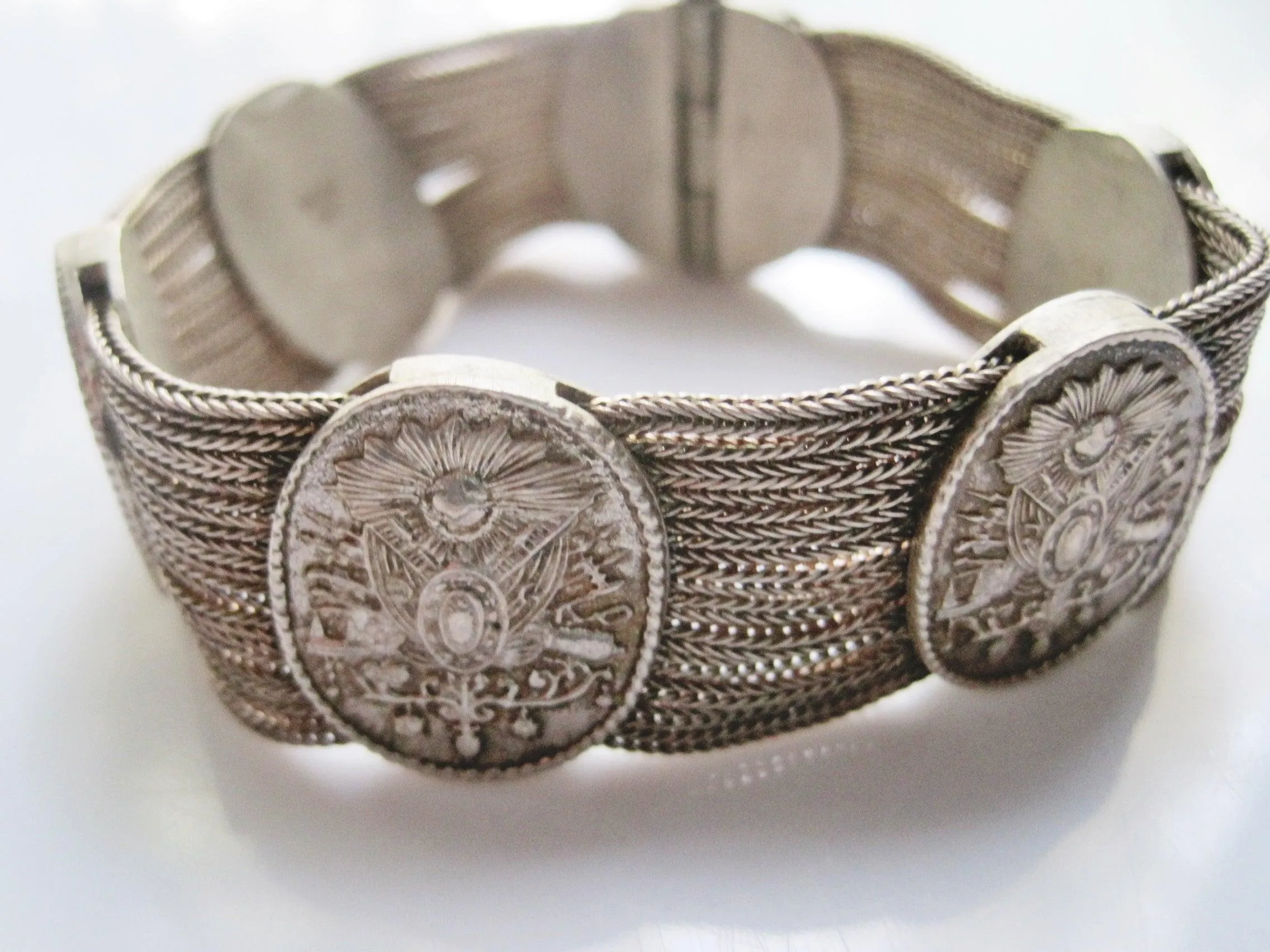 Vintage Turkish Silver Multi Chain Mesh Bracelet