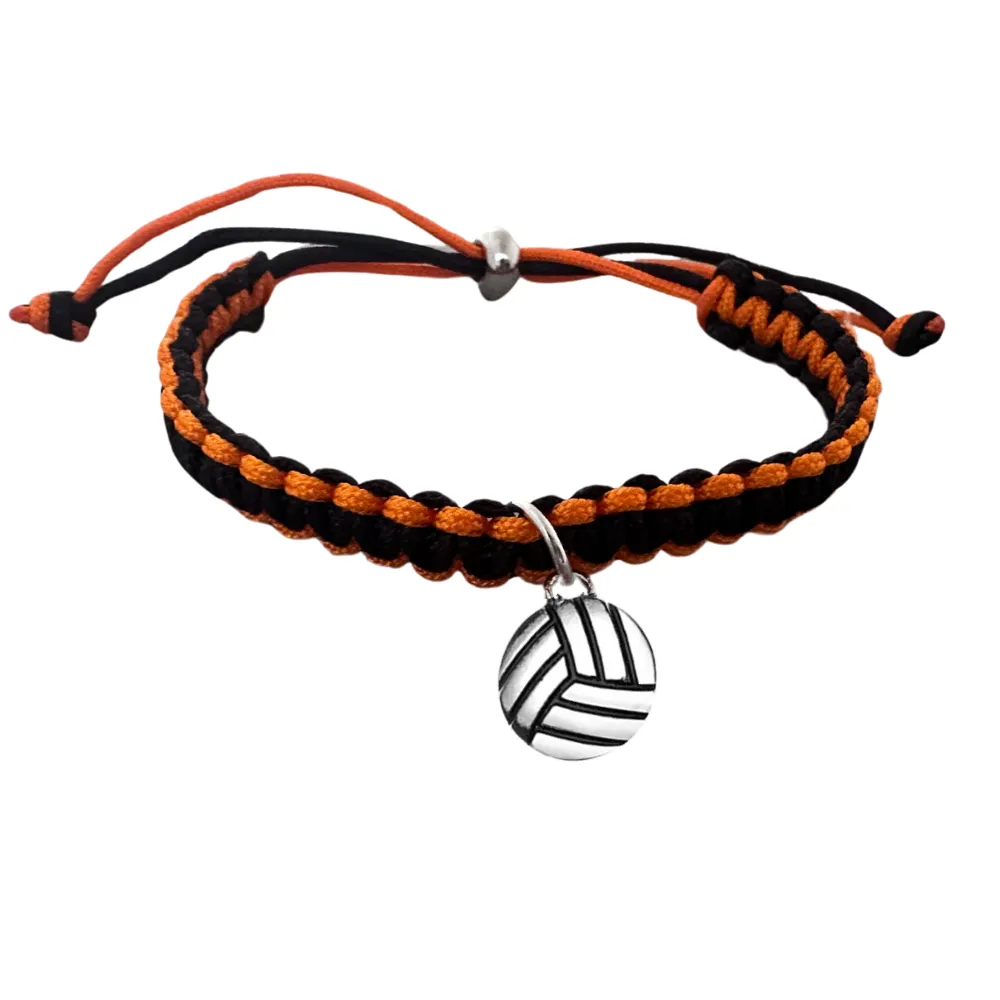 Volleyball Charm Multi Colored Rope Bracelet - Pick Colors