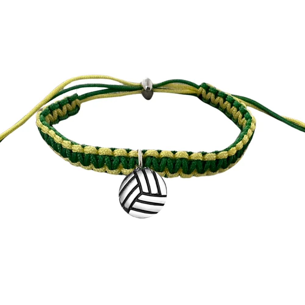 Volleyball Charm Multi Colored Rope Bracelet - Pick Colors