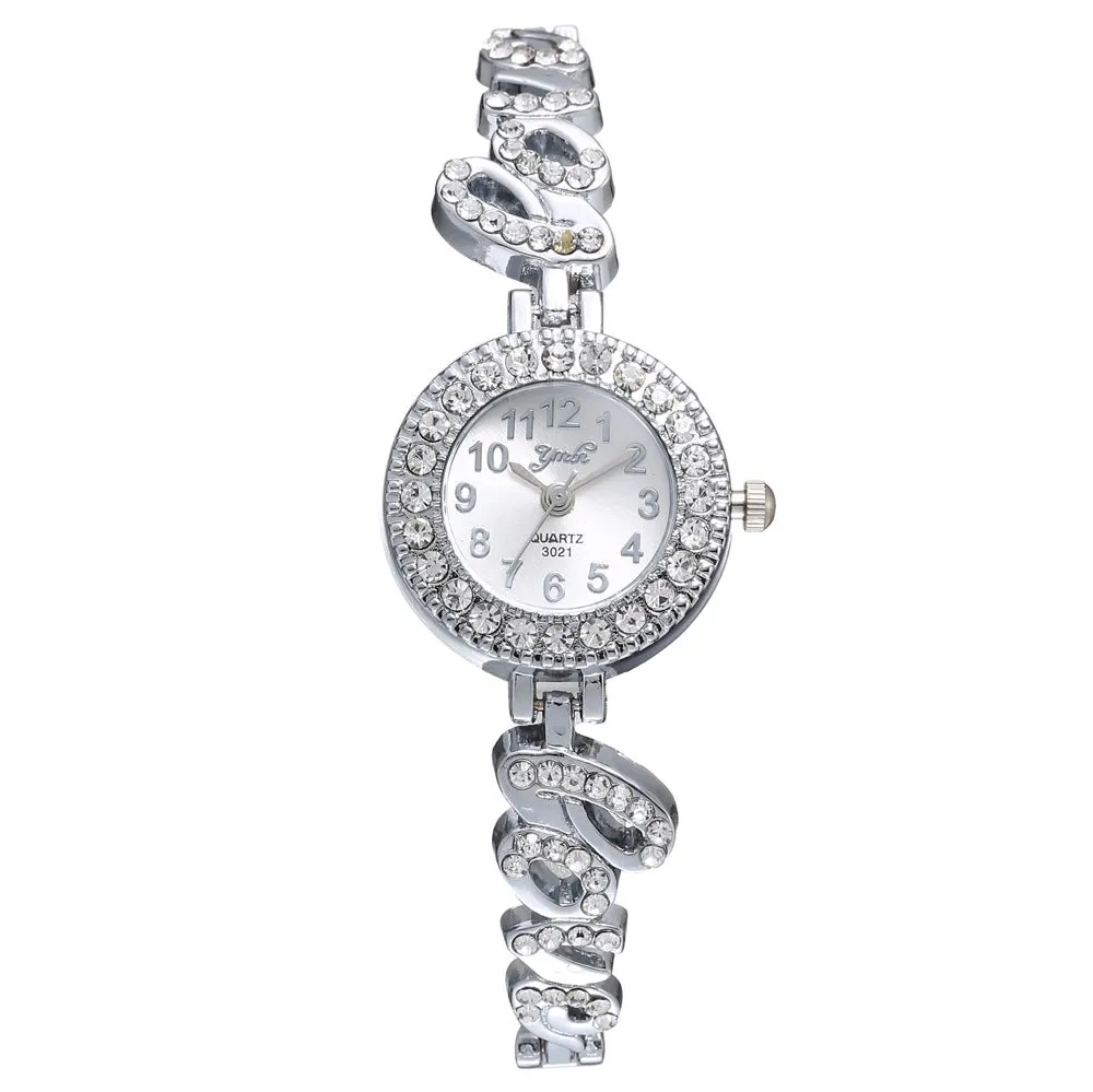 Women's Creative Love Full Diamond Quartz Set Watch Women's Quartz Watch Pieces